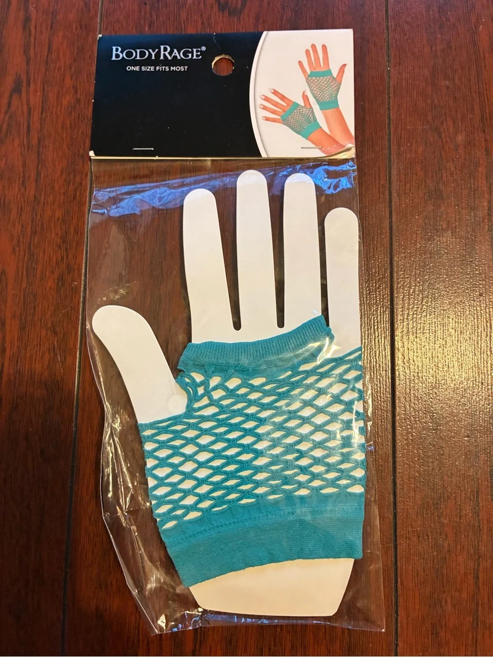 BodyRage Teal Fishnet Wrist Gloves